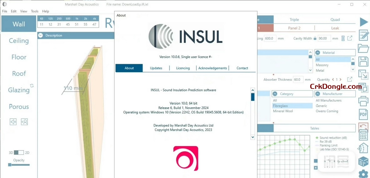 Marshall Day Acoustics INSUL 10.0.6 - Advanced Acoustic Prediction Software